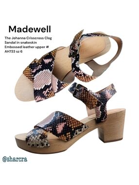 Madewell women's Johanna Crisscross Clog Sandal Snakeskin Leather # AH733 6